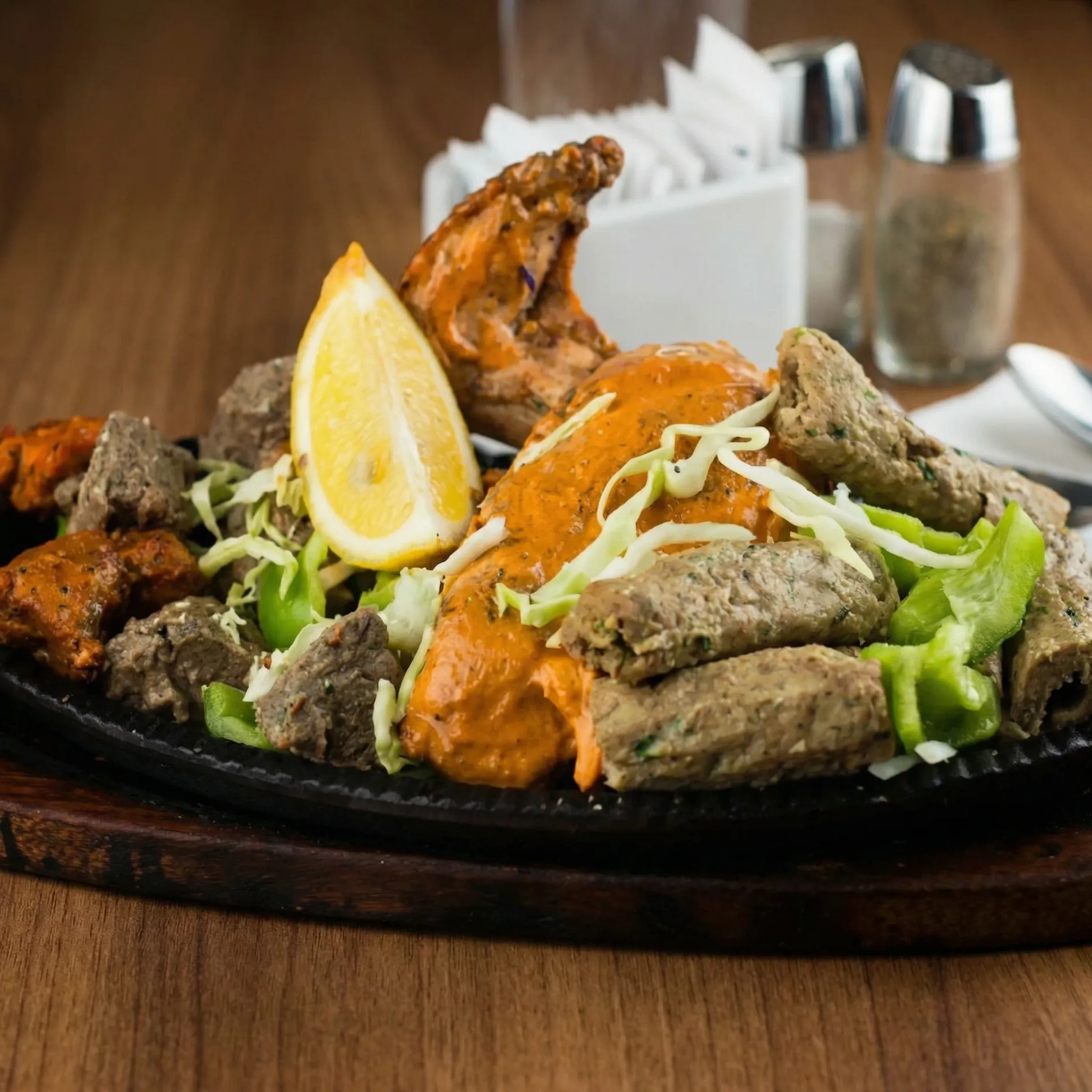 Mixed grill at Royal Bistro Duncan BC - assorted tandoori meats and kebabs